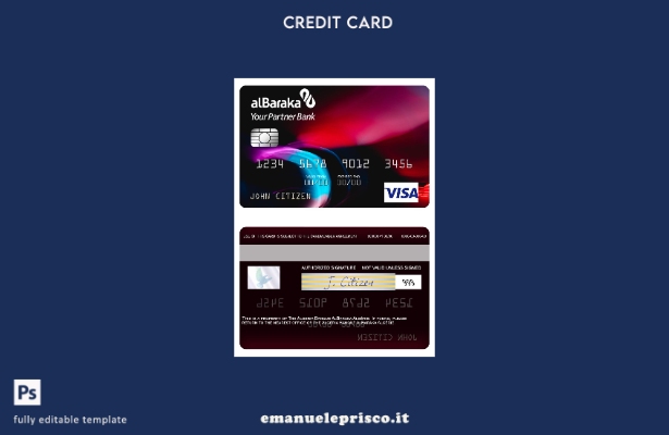 modello di carta visto Algeria Banque AlBaraka Algérie in stile verificato